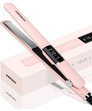 PrITECH hair smooth heating plate made of titanium LCD display flach iron made of titanium with adjustable temperature 150-230 C universal voltage smoothing iron (pink)