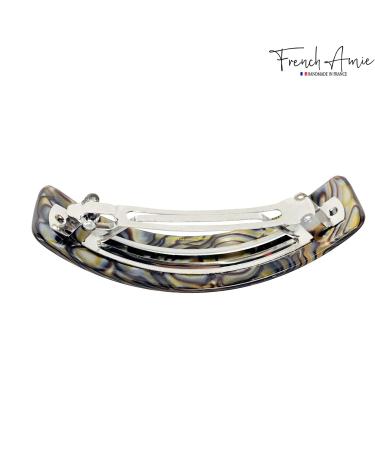 French Amie Onyx Handmade Curved Celluloid Hair Clip Barrette - Onyx Silver Grey - Buy Online on GoSupps.com