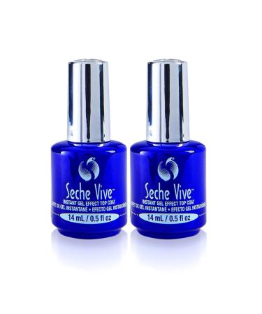 Seche Vive Gel Effect Top Coat Nail Polish for Manicure and Pedicure 0.5oz Boxed 2 pack