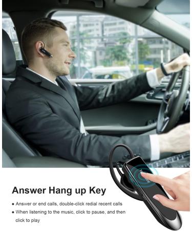 New bee Bluetooth Earpiece V5.0 Wireless Handsfree Headset with Microphone - 24 Hrs Driving & 60 Days Standby Time - for iPhone, Android, Samsung, Laptop, Trucker Driver - Black - Buy Online on GoSupps.com