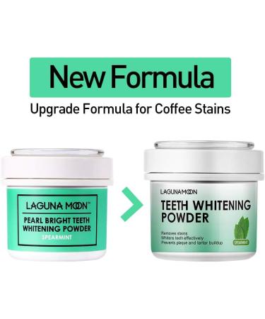 Lagunamoon Natural Spearmint Teeth Whitening Powder - Remove Coffee, Wine, and Smoking Stains - No Mess Whitening Pearl Powder - Buy Online on GoSupps.com