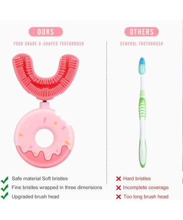 U-Shaped Toothbrush for Kids - Soft 360 Silicone Donut Toothbrush (2-8 Years) - Pink - Grundic Cleaning - Buy Online on GoSupps.com