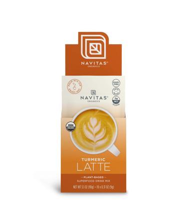 Navitas Organics Turmeric Latte, 3.1 oz, Pouch,10 Single Servings — Organic, Non-GMO, Dairy-Free Turmeric Latte 10 Count (Pack of 1)