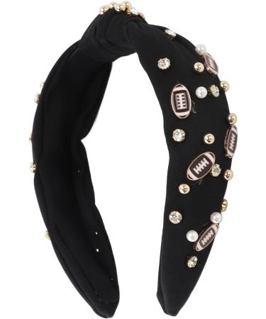 Valentine Day Rhinestone Knotted Headband for Women with Top Knot Design Exquisite Appearance for Matching Clothes (Black) - Buy Online on GoSupps.com