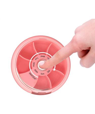 Pink Weekly Pill Organizer with 7 Compartments - Portable Travel Pill Box for Vitamins and Fish Oil Supplements - Buy Online on GoSupps.com