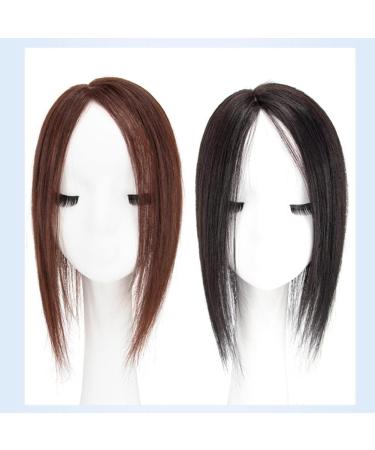 Straight Silk Base Human Hair Topper One Piece Side Part Forehead Closure With Clips (30cm/Left Part Dark Brown) - Buy Online on GoSupps.com