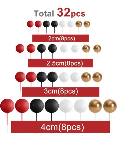 Astaron 32-Piece Tortendeko Balls Cake Topper Set | Mini Balloons for Wedding Baby & Birthday Parties (Red & Black) - International Shipping Available - Buy Online on GoSupps.com