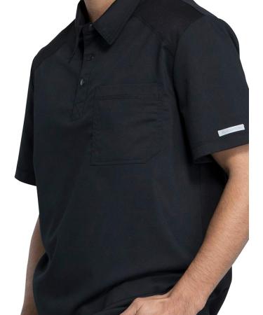 Cherokee Men's Polo Scrub Top V-Neck Modern Sporty Design | Breathable Mesh Fabric | X-Large, Black | WW615 - Buy Online on GoSupps.com