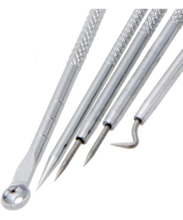5pcs/set Acne Needle Tweezers Blackhead Pimples Removal Pointed Bend Face Skin Care Tools Comedone Acne Extractor - Silver - Buy Online on GoSupps.com