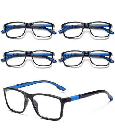 Viseng 5-Pack Reading Glasses Blue Light Blocking for Women Men Anti Glare Filter Lightweight Sports Style Eyeglasses (5-Pack Blue 2.5 5-pack:blue 2.5 Diopters