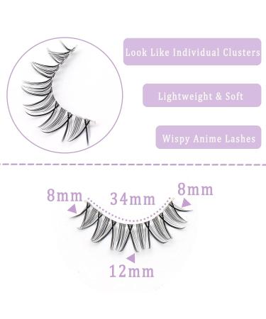 Losha Lashes Natural Look Manga Lashes 10 Pairs - Spiky Wispy False Eyelashes for Asian Eyes - Lightweight Anime Fake Eyelashes for Korean Cosplay Makeup - Buy Online on GoSupps.com