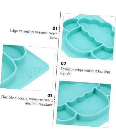 Green Silicone Kids Dinner Plate - Toddler Divided Plate for Supplementary Food - Grip Dish 23x18.3x3cm - Buy Online on GoSupps.com