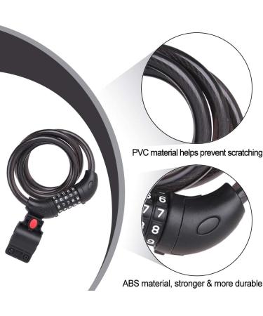 NDakter 4 Feet Bike Lock Cable - High Security 5 Digit Resettable Combination Coiling Bicycle Lock - Heavy Duty Anti Theft with Mounting Bracket - 1/2 Inch Diameter Black - Buy Online on GoSupps.com