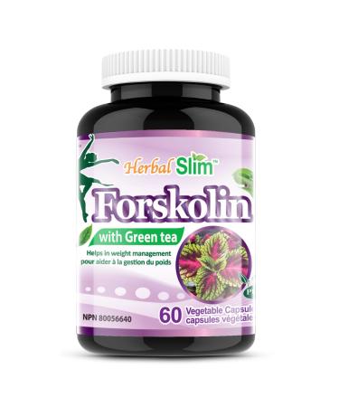 Herbal Slim Forskolin Extract Supplement - Extra Strength Coleus Forskohlii Capsules for Weight Loss and Health Benefits 20% Standardized and Pure Forskolin Root Herb Vegan Non-GMO Gluten-free Soy-free Dairy-free (60 Veggie capsules)