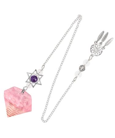 mookaitedecor Rose Quartz Resin Crystal Point Gemstone Reiki Healing Pendulums for Dowsing Scrying Divination Meditation Merkaba Star Dreamcatcher