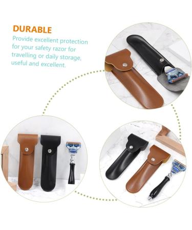 Lalafina Portable Leather Razor Storage Case - Travel Bag for Safety Razors | Black 3-Pack (16.5x4.2cm) - Perfect Shaving Accessories for Men - Buy Online on GoSupps.com