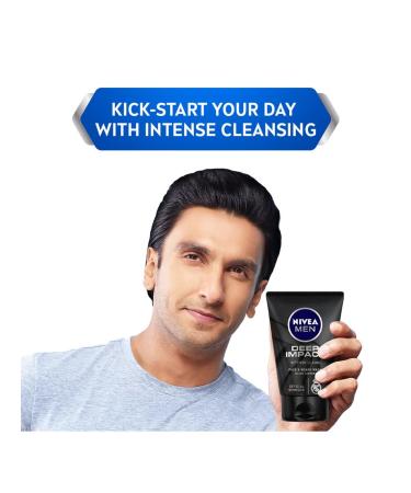 MEN Deep Impact Face Wash | Black Carbon | Intense Clean for Beard & Face | 100g - Oil & Impurity Removal - Buy Online on GoSupps.com