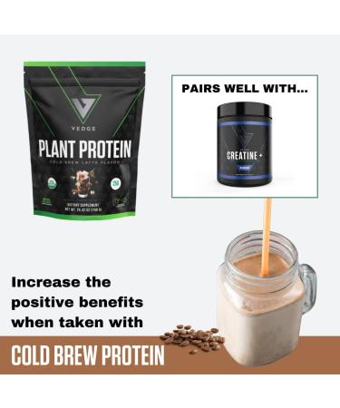 Vedge Organic Plant Protein Cold Brew Latte (20 Servings) | Vegan & Gluten-Free Powder USDA Certified | Non-Dairy Nutrition Plant Protein - Buy Online on GoSupps.com