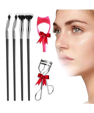 Folding Angle Scalloped Lash Brush Mascara Fan Brush Mascara Brush Eyelash Comb Separator for Upper Lower Eye Lash Multifunctional Angled Fan Shaped Eyelash Brush Lash Wand Brush (4Pcs)
