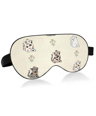 WELLDAY Sleep Mask Cow Print Cat Night Eye Shade Cover Soft Comfort Blindfold Blockout Light Adjustable Strap for Men Women