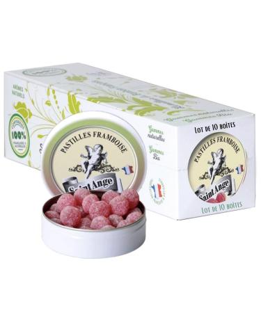 Set of 10 Boxes Raspberry Pastilles Sant'Angelo Raspberry Traditional Sweets 100% French Raspberry