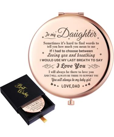 Wailozco to My Daughter You are Always Be My Baby Girl Love Saying Rose Gold Compact Mirror for Daughter Unique Meaningful Daughter Gifts for Daughter Graduation Birthday Christmas from Dad