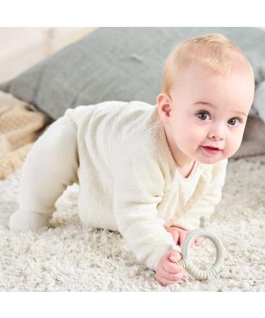 Baby Nom 100% Food Grade Silicone Teething Toy - Freezable & Multi-Textured Infant Teething Ring - BPA Free Teether in Cream White - Buy Online on GoSupps.com