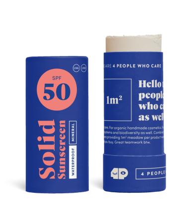 Organic Sun Cream Face SPF 50 - "Nose White" - Firm Waterproof Mineral No Chemicals - Surf Sun Stick with Zinc for Children and Adults - Certified Natural Cosmetics