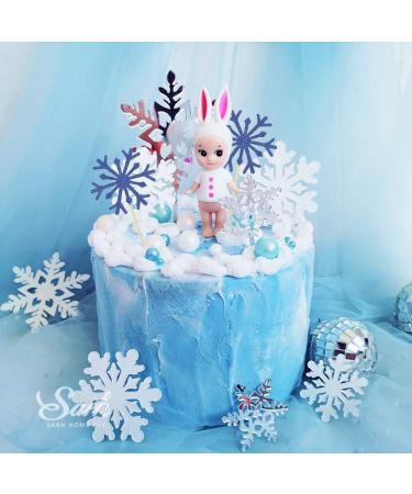 Newzc 30-Piece Snowflake Cake Topper Set - Glitter Cupcake Toppers in Silver Light Blue & Royal Blue for Weddings & Birthday Parties - Buy Online on GoSupps.com