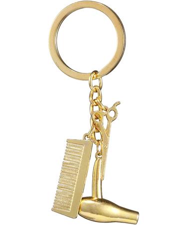 Scissor Comb Pendant Keychain Scissor Comb Pendant Keychain Hairdressing Hair Dryer Stylish Pendant For Salon Graduation Gold - Buy Online on GoSupps.com