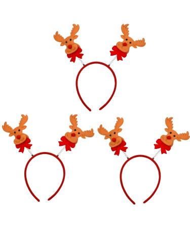 JNAWA 3 Pieces Christmas Reindeer Headband Novelty 3D Reindeer Headbands for Women Girls Christmas Costume Accessory Dressing Up Party