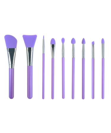 LORMAY 9 Pcs Silicone Makeup Brush Set: Applicator for Face Care  Eyeliner  Eyebrow  Eye Shadow  Lip Makeup and UV Epoxy Resin Crafts (Purple) Purple(9pcs) 9 Piece Set