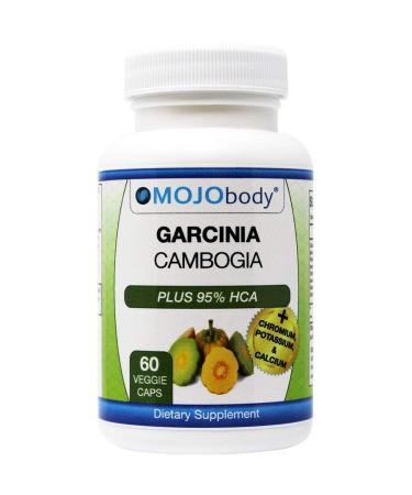 MOJObody Garcinia Cambogia Plus 95% HCA & Chromium, Potassium & Calcium Supports Appetite Suppression, Reduces Stress, 1400mg per Serving, 60 Veggie Capsules