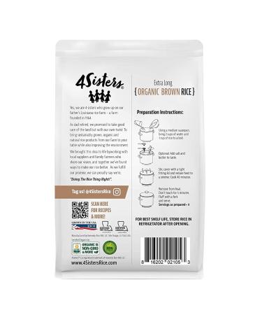 Organic Long Grain Brown Rice - 4 Sisters - Sustainably Farmed, USA Grown, 2lb - Buy Online on GoSupps.com