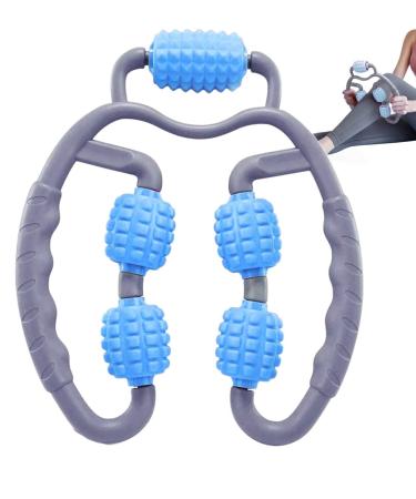 Roll massage device multifunctional 3D 5-scooter massage device depth massage stimulates acupuncture points relieves muscle pain thin legs for women men office worker athletes dancers (blue)