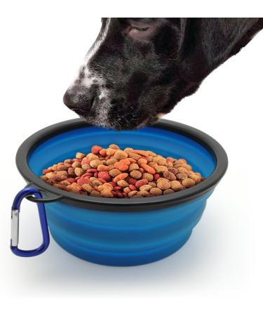 iGadgitz Home Large Foldable Travel Silicone Dog Bowl Food Water Feeding Portable Dish for Pet (Blue) - Buy Online on GoSupps.com