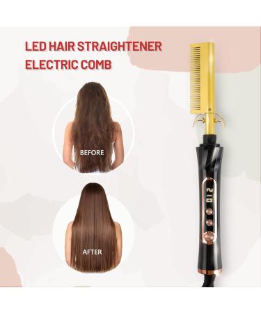 Ten-Tatent Hot Comb Hair Straightener - Portable Anti-Scald Electric Straightening Brush with Ceramic LCD Display - Buy Online on GoSupps.com