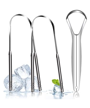 Premium Tongue Scraper, 3PCS Tongue Scraper, Stainless Steel Tongue Scrapers, Tounge Scraper Cleaner, Professional Tongue Brush,Tongue Coating Remover, Oral Care