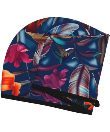 Hair Towel Wrap with Button - Quick-Drying Turban for Effortless Hair Care (Tropical Flower - Buy Online on GoSupps.com