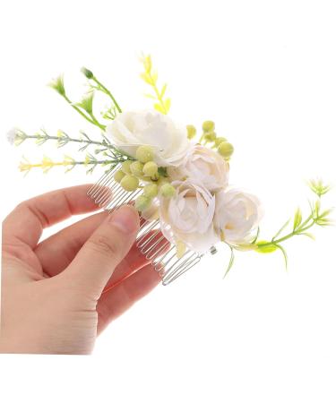 Angoily Rose Hair Comb Bridal Accessories Wedding Headpiece Prom Hair Clips Hair Accessory for Women Flower Headpiece Tiara Hair Combs for Wedding Silk Cloth Hairpin Bride Pink - Buy Online on GoSupps.com