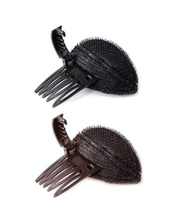 MOKALYNN 2Pcs Invisible Fluffy Hair Pad for Women  Perfect Puff Hair Head Cushion Sponge Clip Front Hair Base for Women Girls Hair Accessories (Black & Brown)  2 Count (Pack of 1)