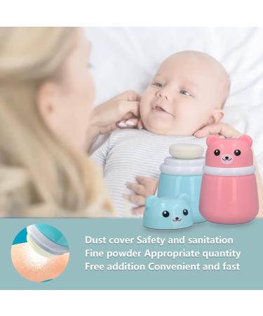 2 Pack Baby Powder Container with Puff - Cute Bear Face Dispenser for Newborn Bathing & Travel - Ideal Baby Powder Puff Case - Buy Online on GoSupps.com
