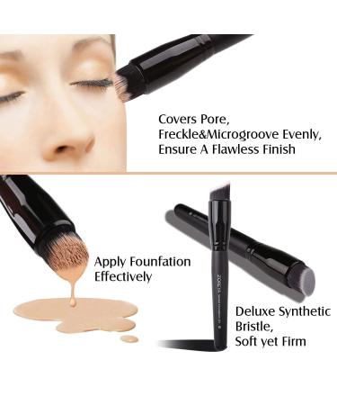 ZOREYA 15Pcs Premium Synthetic Makeup Brush Set for Foundation, Concealers, Powder, Blush - Black - Buy Online on GoSupps.com