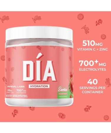 DIA Hydration Electrolyte + Immunity Powdered Drink Mix | Latino Aguas Frescas Flavors | Vitamin C Zinc & Taurine | Low Sugar 1 gram per serving | Daily Hydration Drink Mix | 40 Servings | Sandia Sandia Watermelon 40 Serv  - Buy Online on GoSupps.com