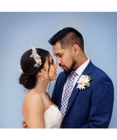 FRCOLOR Wedding Hair Comb Alloy Flower Pearl Rhinestones Crystal Bride Hairpin Women Side Hair Clips for Party Dressup Daily Vacation Photo Props(White) - Buy Online on GoSupps.com