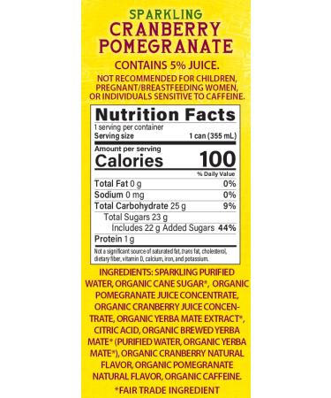 Guayaki Yerba Mate Organic Cranberry Pomegranate Energy Drink - 12oz Cans (Pack of 12) | 80mg Caffeine - Buy Online on GoSupps.com
