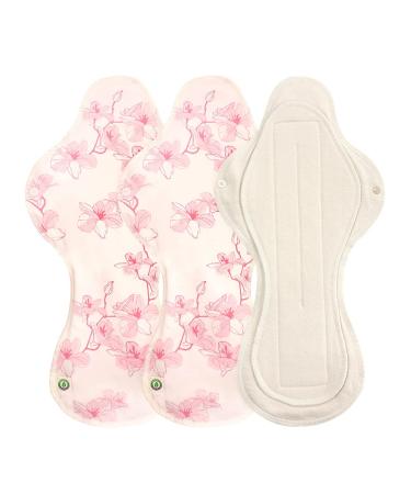 think ECO FDA Registered Printed Integral Type Pad 3p Organic Reusable Cotton Pads Menstrual Pads Sanitary Napkins Many Pattern 3 Pads. (Color Size) (Cherry Blossom Night Pad Puls)