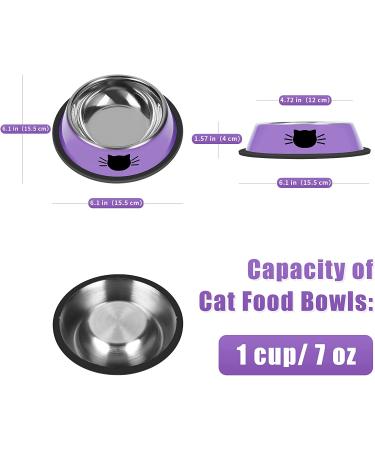 Serentive Non-Slip Stainless Steel Cat Bowls - Set of 2 | Unbreakable, 7 Oz Small Pet Feeder with Removable Rubber Base | Easy to Clean | Purple - Buy Online on GoSupps.com