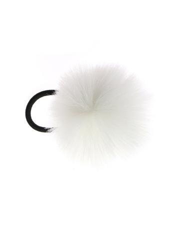 2pcs Pom Pom Elastic Hair Tiles Flurry Ball Hair Ponytail Holder Hair Rope Faux Rabbit Fur Hair Accessories 2pcs-White