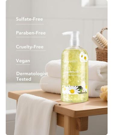 Kustie Chamomile Petal Body Wash with 972 Real Petals Floating in Clear Gel Calendula & Amino Acids Vegan Sulfate-Free Soothes & Moisturizes Sensitive Skin 24H Floral Scent 24.3 fl oz - Buy Online on GoSupps.com